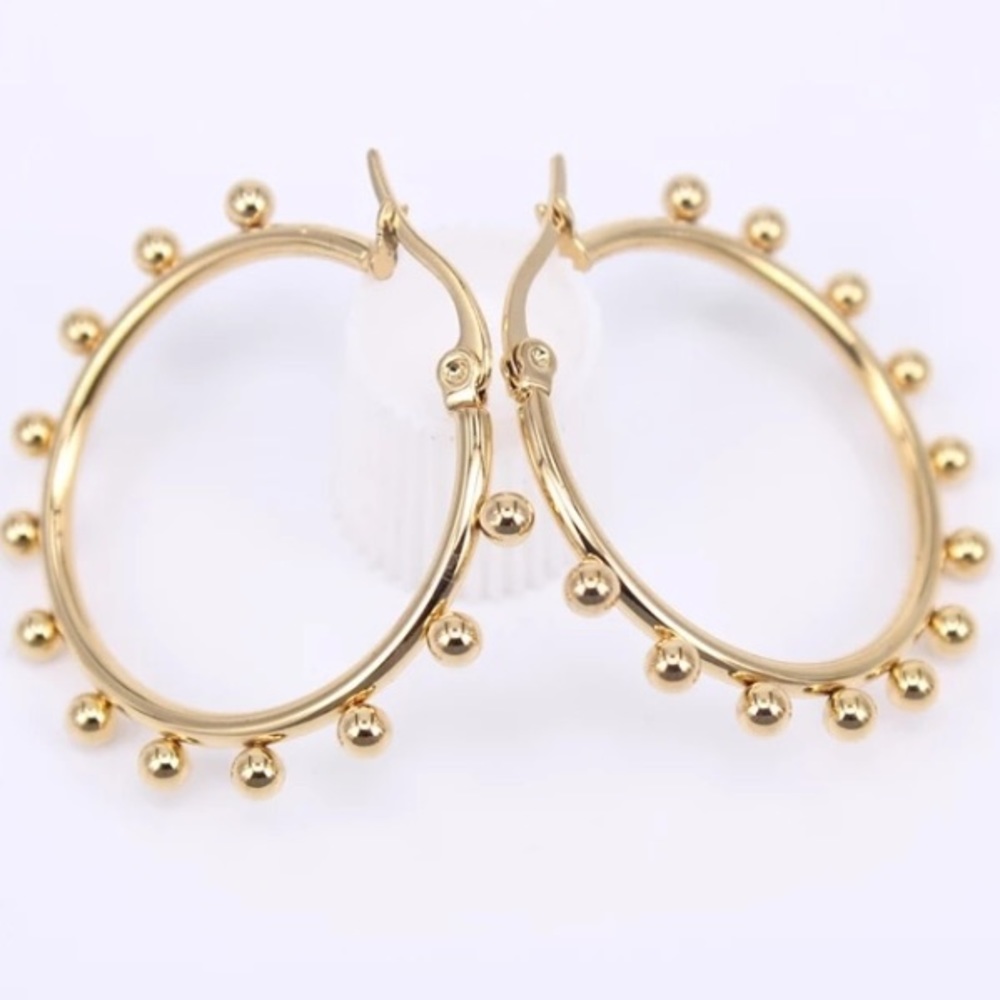 Gold plated hoop earrings - Picture 3 of 3